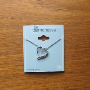 Diamonesse 18" Sterling Silver CZ Heart Pendant and Chain. NWT.